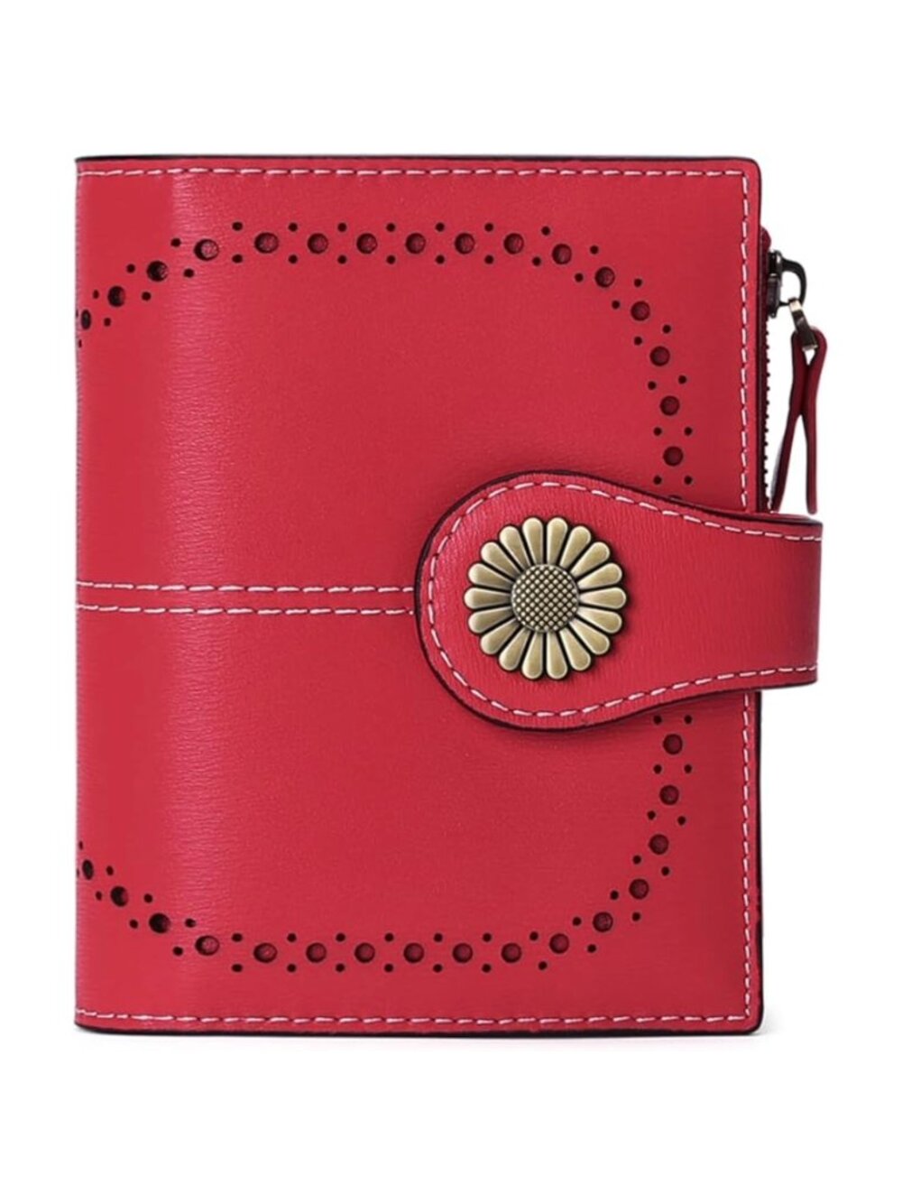 Women's Wallet with Zipper Coin Pocket, Red